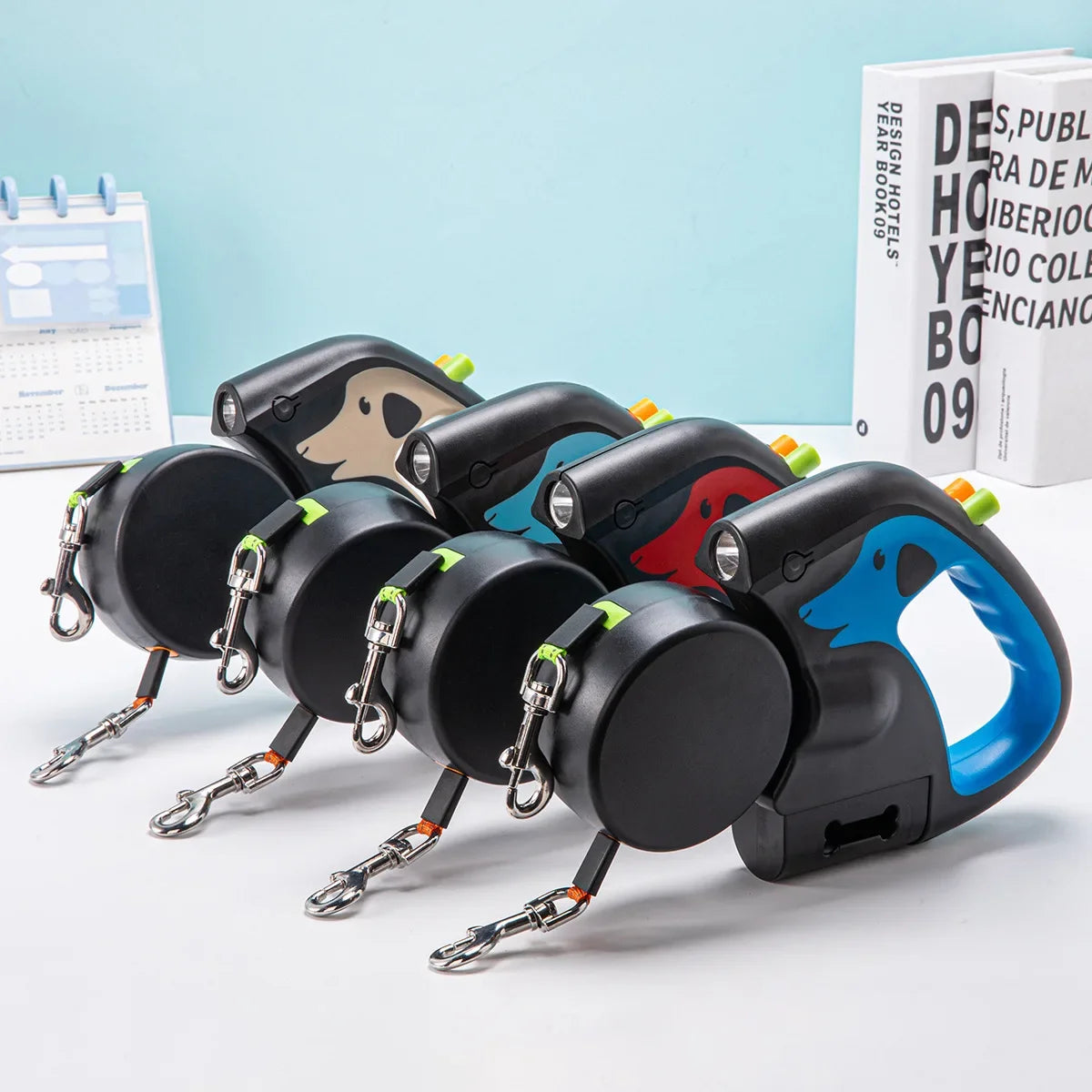 Portable Rotating Pet Leash for 2 Dogs, Double End Leash, Light Retractabl.e Roulette, Walking Supplies