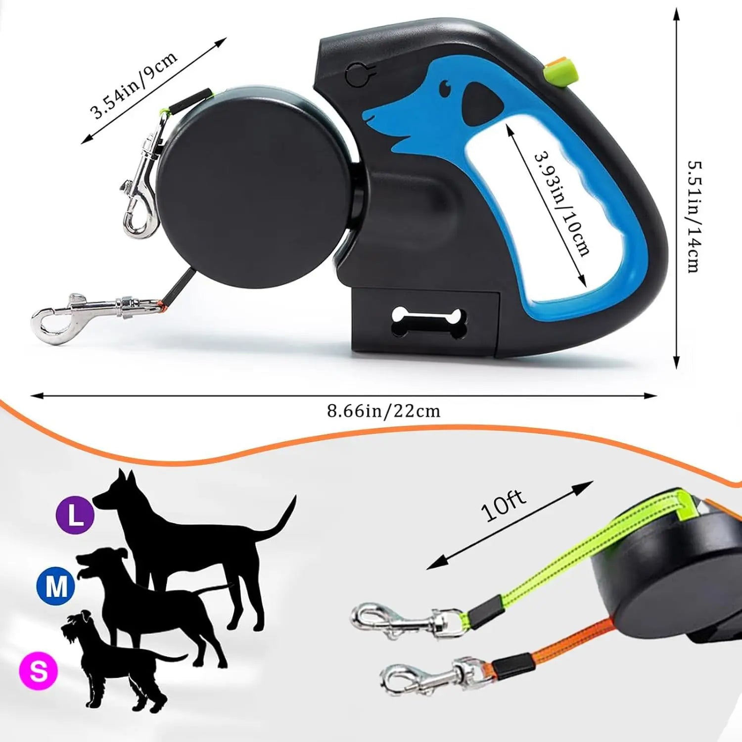 Pati Destekçim Otomatik Çift Başlıklı Köpek Tasması – USB Şarjlı LED Fenerli (3 m)