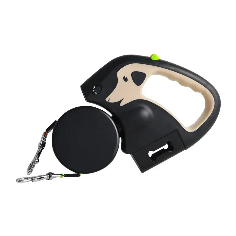 Portable Rotating Pet Leash for 2 Dogs, Double End Leash, Light Retractabl.e Roulette, Walking Supplies