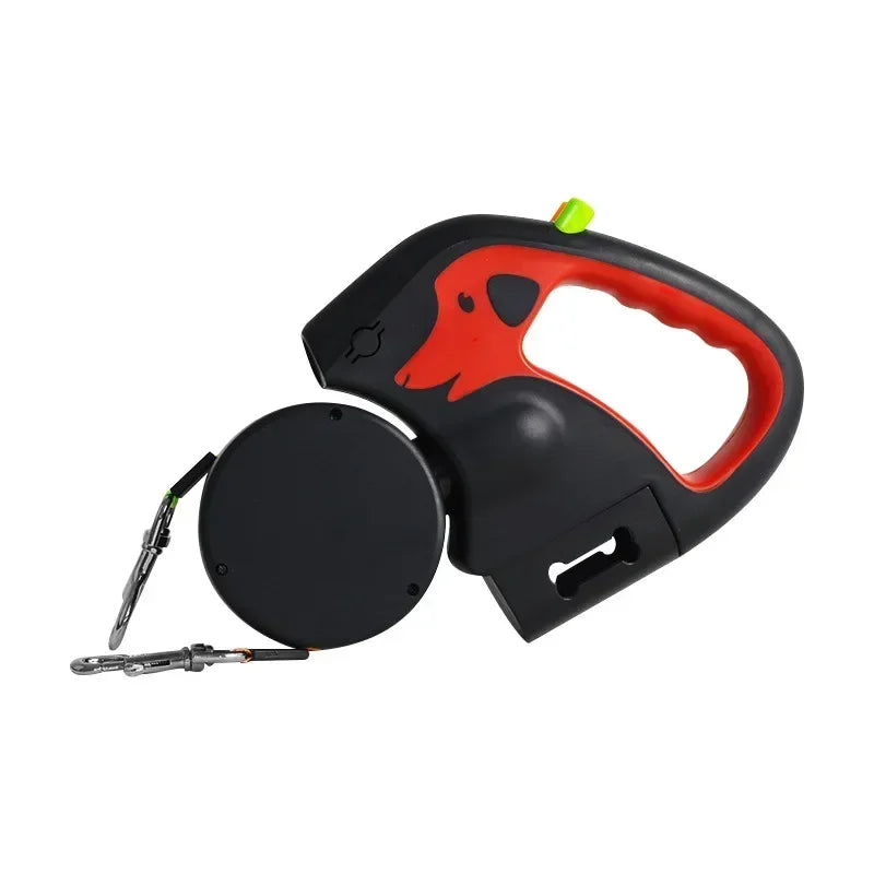 Portable Rotating Pet Leash for 2 Dogs, Double End Leash, Light Retractabl.e Roulette, Walking Supplies