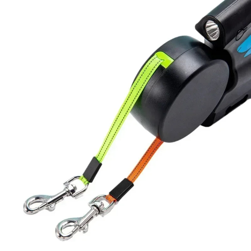 Portable Rotating Pet Leash for 2 Dogs, Double End Leash, Light Retractabl.e Roulette, Walking Supplies