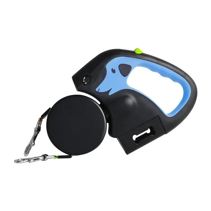 Portable Rotating Pet Leash for 2 Dogs, Double End Leash, Light Retractabl.e Roulette, Walking Supplies